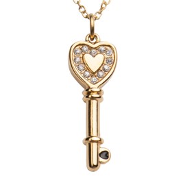 LuckyLy Collar para Mujer con Dije de Corazón y Llave, Acero Inoxidable con Baño de Oro 18k y Zirconia Cúbica – Ideal como Regalo para Mujer y Dama Aniversario, Modelo Ilse
