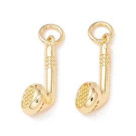 Gythara 10 pcs Golden Color Earphone Theme Brass Charms Headphone Musical Headset Real 18K Gold Plated Charms for DIY Jewelry Bracelet Necklace Earring Keychain Decor