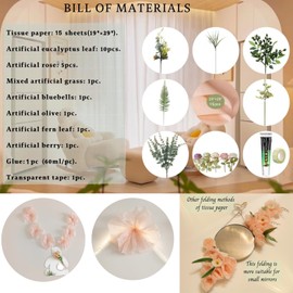 Yulele Craft Artificial Greenery Stems, Fake Plant Filler, Eucalyptus Stems 10pcs, Rose Head 5pcs, Materials for Decorating Floor Mirror