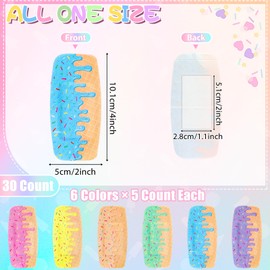 AKAIXI 30 Count Ice Cream Drip Baseball Bandages Large Size, 2"x4" Elastic Fabric Adhesive Bandages for Wound Care, Breathable Hypoallergenic First Aid for Kids Boys Girls & Geriatric, Latex Free