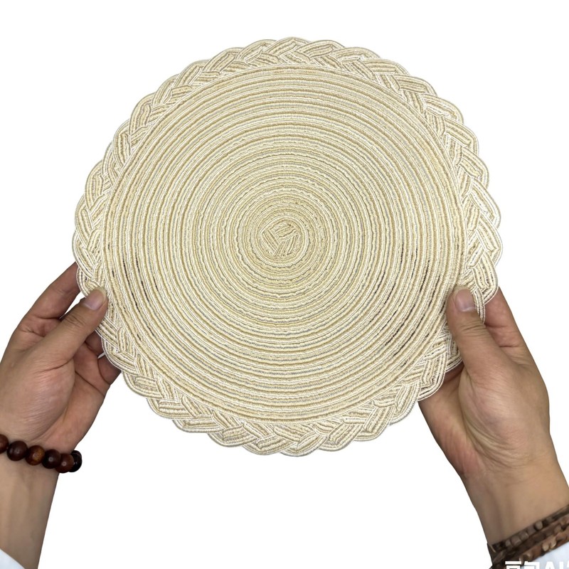 12 Inch Placemats,Round Braided Placemats Set of 4,Washable Heat Resistant