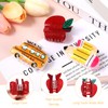 3Pcs Pencil School Bus and Apple Claw Clips Novelty Teacher