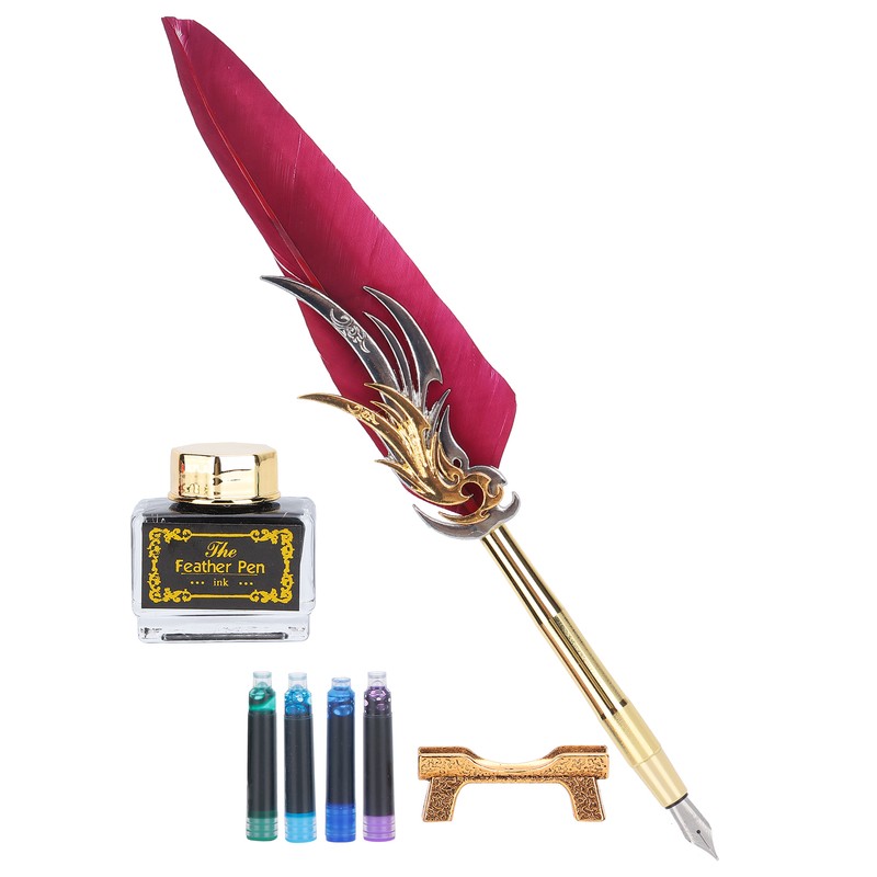 Feather Pen Calligraphy Writing Vintage Set Metal Retro Dip Quill