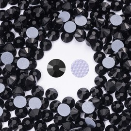Meibite Hotfix - Diamantes de imitación a granel, 300 diamantes de imitación negros para ropa, decoración de manualidades, negro, SS34, 7.0-7.3 mm