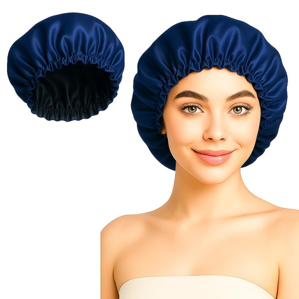 Duschhaube, Duschhut, wiederverwendbar, elastisches Band, wasserdichte Badekappen, verstellbar, geeignet für