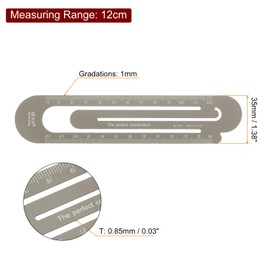 HARFINGTON 2pcs Straight Ruler 12cm Metric Bookmark Clip Ruler Metal Aluminum Alloy Scale on Both Sides Measuring Scale Tool for Measure Study Reading Classroom Office, Brown