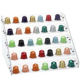 Acrylic Coffee Pod Storage Holder Compatible with Nespresso Capsules, 5-Tier Large Capacity Coffee Capsule Countertop Storage Rack, Pods Organizer for Home, Office, Cafe Station