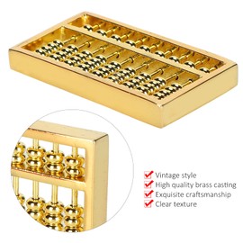 Chinese Mini Brass Abacus 9 Speed Educational Maths Calculator Tool for Kids and Adults. for Collection and Decoration. Draw Wealth and