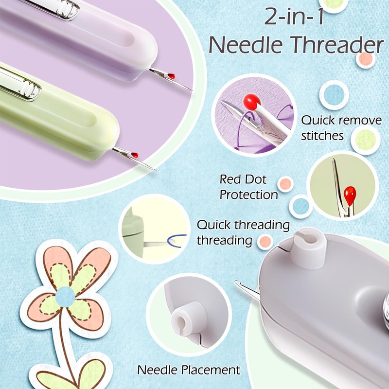 Hyleon Needle Threaders, 2Pcs 2 in 1 Needle Threaders Hand