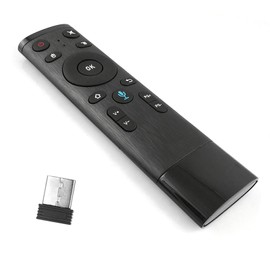 2.4G Wireless Remote Control with USB Receiver Voice Input for Smart TV Android TV Box HTPC PC Projector Black VCXN