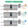 SISAV 50/45T Thumb Turn Euro Lock Cylinder(95mm),Brass Material,Nickel Surface Treatment,High
