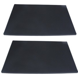 Zentriqlla 2 Pack Black Bar Mat, 18" x 12" Rubber Bar Mat, Service Spill Mat for Restaurants, Coffee Shops, Countertop and Table Top, Non Slip