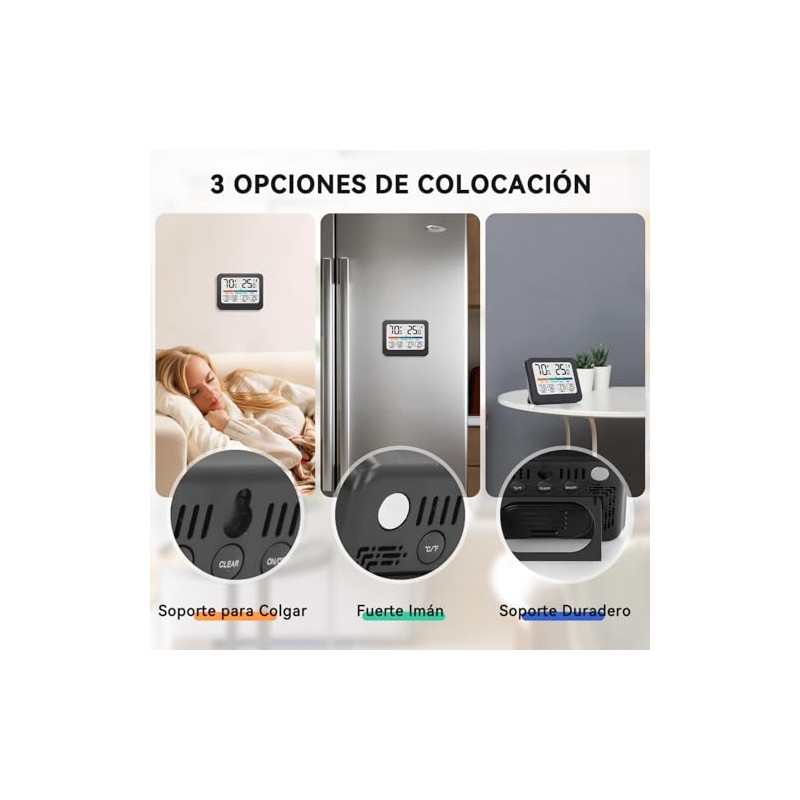Termómetro Higrómetro Digital para Interior, Monitor de Temperatura y Humedad