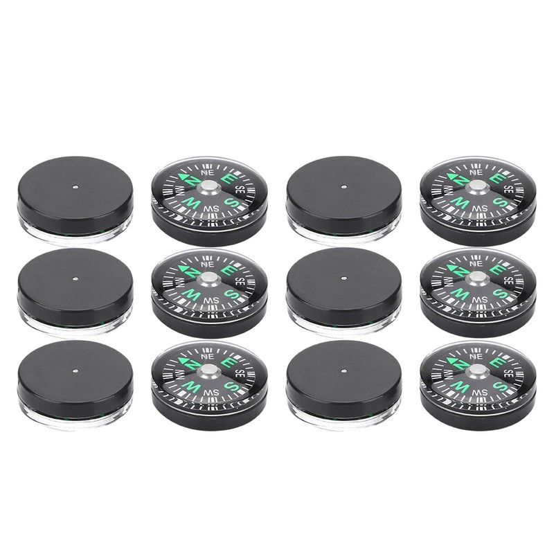 Haosie 12pcs Mini Compass, 20mm Small Compass, Hiking Accessories, Oil