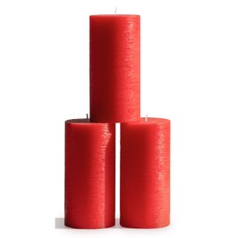 CANDWAX 3x6 Pillar Candles Set of 3 - Decorative Rustic Candles Unscented and Dinner Candles - Ideal as Wedding Candles or Large Candles for Home Interior - Red Candles