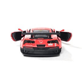 2016 Corvette C7.R, 1:36 Scale Die Cast Model, Openable Doors, Pull-Back Action, Red (Red)