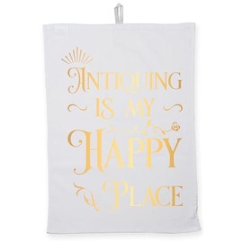 Hippowarehouse Antiquing is my happy place Tea Towel Eco Printed Dish Cloth Kitchen accessory 50cmx70cm 100% Cotton