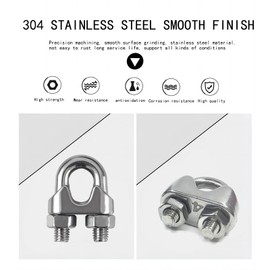 Skyzone Pack of 10 Wire Rope Clamps, M4 Rope Clamps, Bow Screws Made of Galvanised Steel, Stainless Steel Wire Rope Clips, Bow Screws for Cable, Washing Line, Loose, Garden Wire Rope, 4 mm