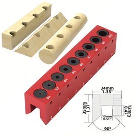 FTtool Drill Stand Aluminum Round Bar Wood Hole Making Locator 2/3/4/5/6/7/8/9/10mm Carpenter Woodworking DIY Tools Red 158