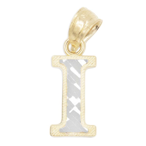 10k Real Solid Gold Two Tone Initial Pendant with Diamond