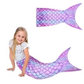 Mermaid Blanket, Mermaid Fin Blanket, All Seasons Soft Mermaid Tail Blanket, Mermaid Blanket Girls, Cuddly Blanket Mermaid for Christmas, Birthday Gift (145 x 50 cm)