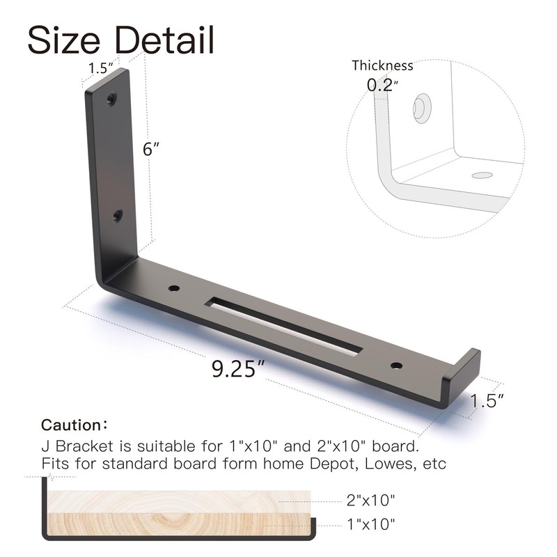 LEOPO 10 Inch Shelf Bracket for DIY Floating Shelf, 1/5