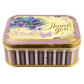 Gift Tin Design Nostalgia – Lovingly Designed Rectangular Mini Tin – Thank You Motif – Candy Box, Pill Box, Tin – Dimensions (L x W x H): 10.5 x 7.8 x 6.4 cm