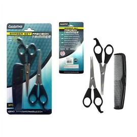 FamilyMaid Professional Barber Set, 3-Piece Precision Hair Cutting Kit with Scissors and Comb