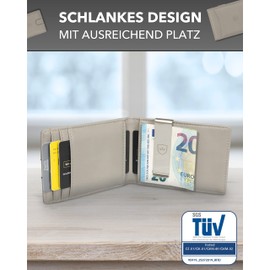 Kronenschein® Premium Men's Wallet with Money Clip, RFID Slim Wallet, Credit Card Case Gk-05, grey