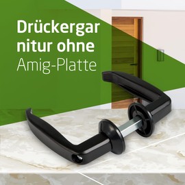 Amig Door Handles Set Without Plate | Aluminium | Dimensions: 105 x 40 mm | Maximum Door Thickness of 55-70 mm | Colour: Black