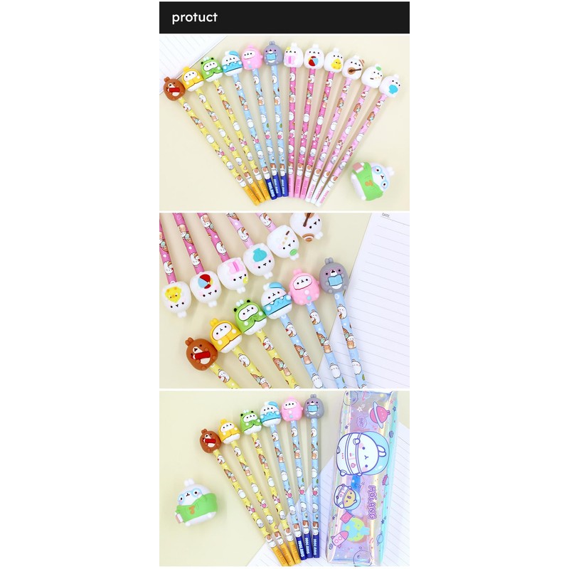 LENITH White Rabbit Molang Mini Figure Pencil Set Korean Stationery