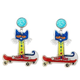 Funny Acrylic Teacher Student Animal Drop Dangle Earrings Cat Dog Elephant for Teachers, Educators, Librarians Gradution Reading Events Back to School Jewelry-E