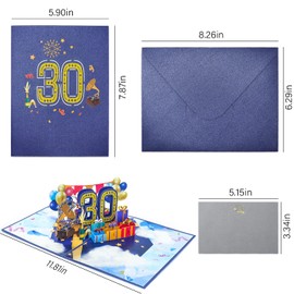 Geburtstagskarte, 3d Pop Up Karte Geburtstag, Geburtstagskarten Set mit Umschlag für Frau Frauen Mütter Mädchen Männer Freunde Geschenk zum 30. Geburtstag