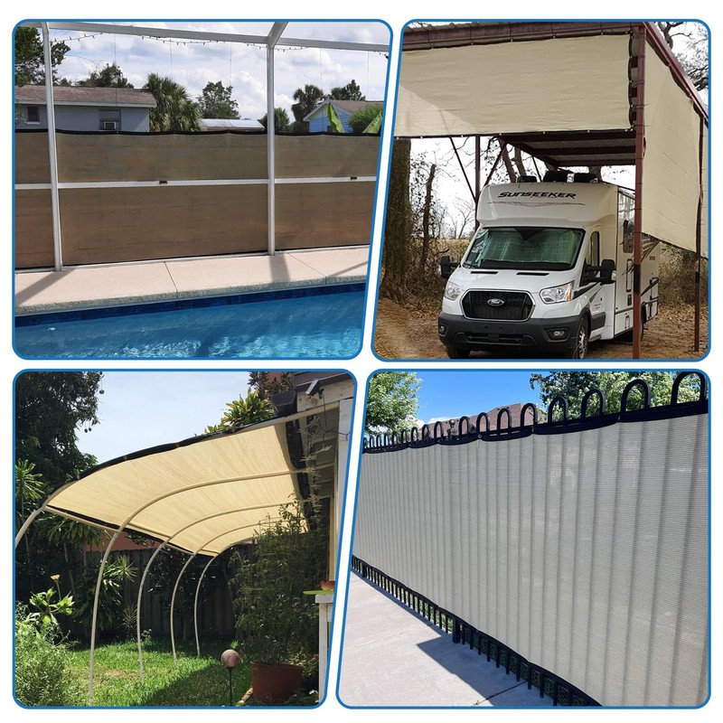 TANG 8' x 25' Privacy Fence Screen Black Shade Cloth