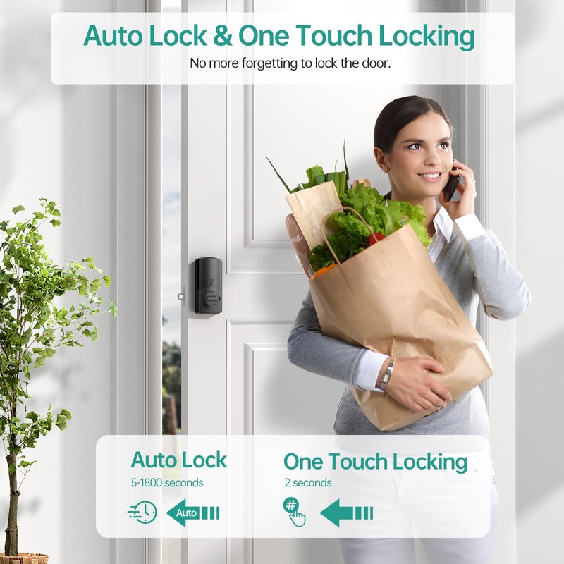 Hornbill Smart Front Door Lock: Silver Fingerprint Electronic Digital Bluetooth