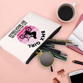 XYANFA BMX Cosmetic Makeup Bag Like A Normal Women But Much Cooler BMX Lovers Gift BMX Bike Women Gifts BMX Women Zipper Pouch (BMX GIRL)