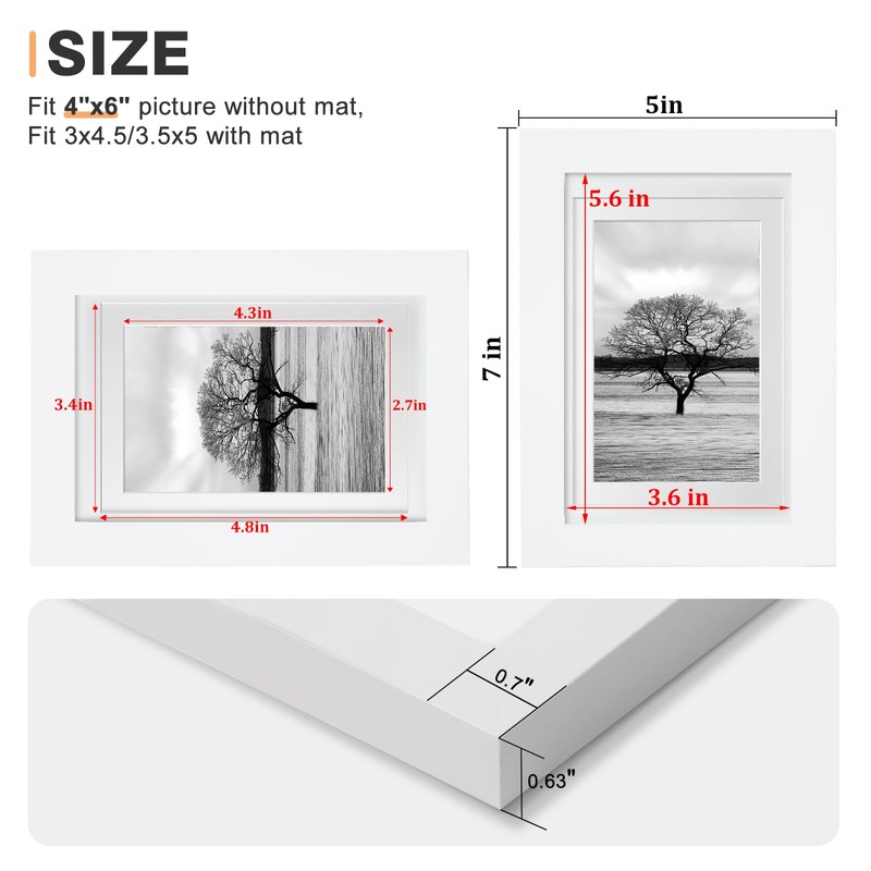 Egofine 4x6 Picture Frames Set of 4, Made of Solid