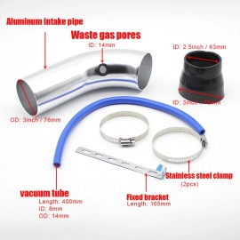 Unbranded Car Cold Air Intake Filter Induction Kit 3" Pipe Aluminum Power Flow Hose System