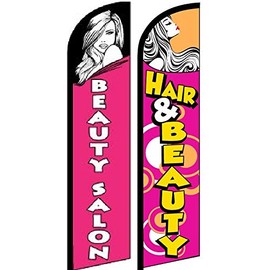 Salon Flags for Businesses| Hair & Beauty Salon Flags| Heavy Duty Beauty Salon Flags for Business Weatherproof Windless Flags Hair Salon Banners for Outside Marketing (Mount & Poles are Not Included)