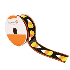 1.5" Faux Cotton Wired Candy Corn Ribbon