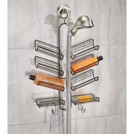 iDesign Verona Metal Hanging Bathroom Caddy for Handheld Shower Hose, Extra Space for Shampoo, Conditioner, Soap, Razors, Loofahs, Towels, 25" x 14" x 4", Bronze