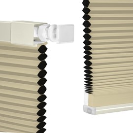 FabuBlinds Cordless Cellular Shades, No Drill No Tools Honeycomb Window Blinds, Blackout Light Blocking Cellular Shades for Window, Thermal Insulation Blinds, Easy to Install, Light Cream 33"W x 48"H