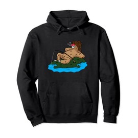 Fishing Sloth Motif for Men Fishing Camping Pullover Hoodie