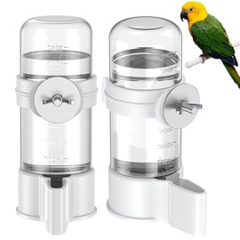 Pawfly 2 dispensadores de agua para pájaros, comedero automático, dispensador de agua de plástico para jaula, bebedero blanco para loros pequeños, periquitos, cacatúas y agapornis (no apto para alimen