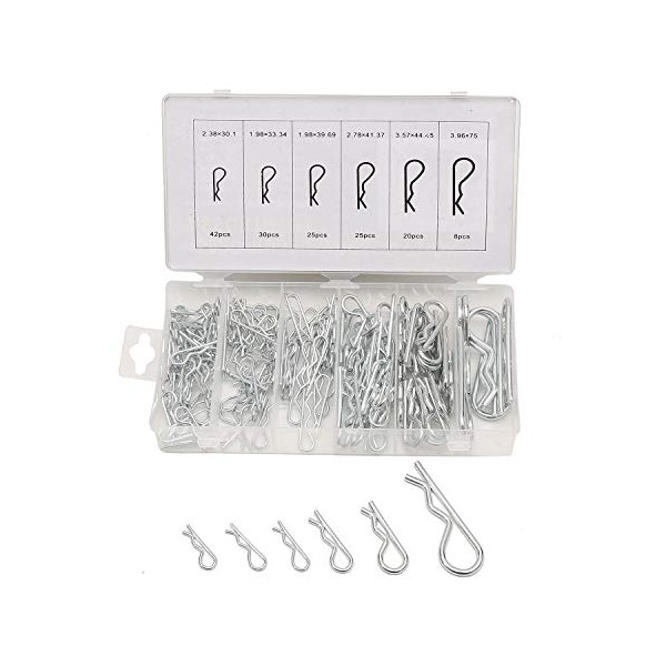 KATSU Cotter Pins Assortment Kit 150PCs, Stainless Steel R Clips Cotter Pins Spring Split Pins Kit Use on Hitch Pin Lock Systems for Automotive, Mechanics, with Storage Box 990374