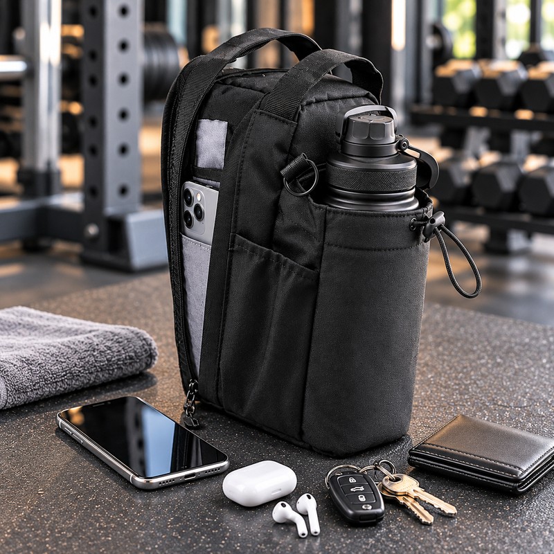 Magnetic Gym Bag for Workout Essentials – Hands-Free Water Bottle