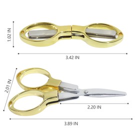 2PCS Folding Scissors, Portable Travel Scissors, Safe Mini Scissors, Stainless Steel Retractable Scissors for Fishing Sewing Home Office(Gold)