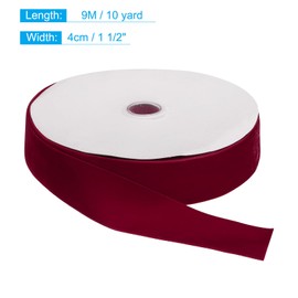 MECCANIXITY Velvet Ribbon 1 1/2 Inch x 10 Yard Single Face Spool Silky Velvet Fabric for Bouquets DIY Crafts Gift Wrapping Wedding Party Wine Red
