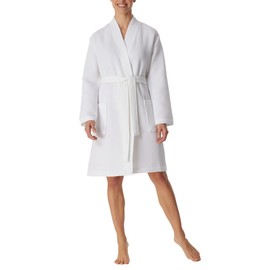 Schiesser Women's Waffle Pique Bath and Sauna Gown, White_178411