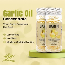 Nuhealth 4X NuHealth Garlic Oil Concentrate, 1500mg 1200 Softgels, FRESH, Made In USA